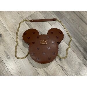 Loungefly Disney Mickey Mouse Ice Cream Sandwich Crossbody Bag Brown Sprinkle